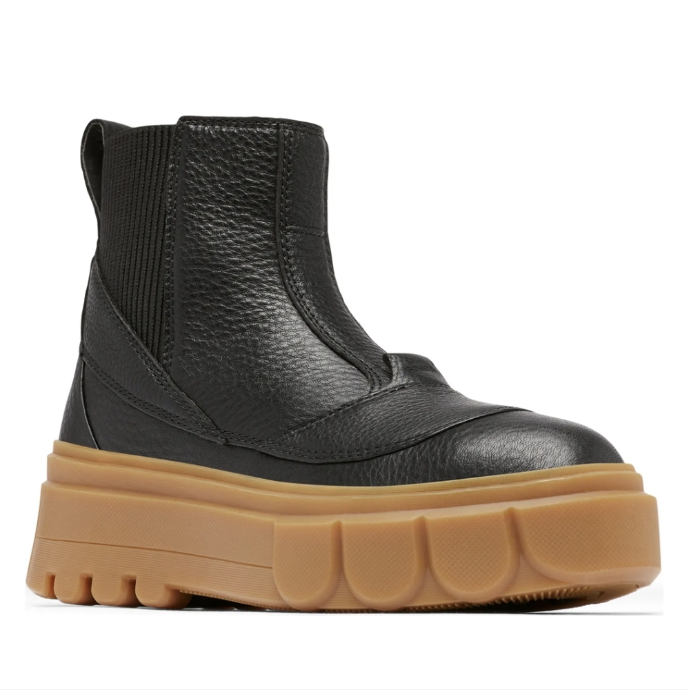 Sorel Caribou Waterproof Black Leather Platform Boots, 9